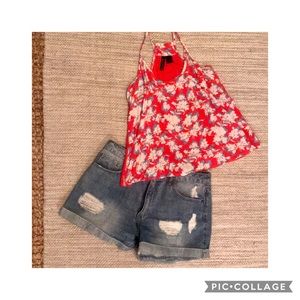 Fully Tilt Floral Pocketed Racerback Tank